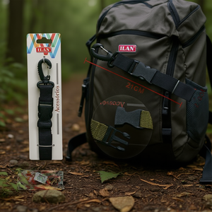 Portachiavi Ilan 21x2,5 cm in nylon nero con moschettone per chiavi e accessori - Product Image 2