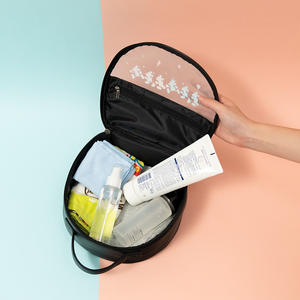 Portable 21x10x23cm <b>Large</b> Capacity Professional Textured Matte Printed PU Cartoon Zipper Lady Patchwork <b>Makeup</b> <b>Bag</b> - Product Image 5