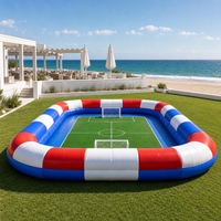 Terrain de football gonflable avec filet de sécurité 2026 EJIA-825, arène géante pour enfants en PVC, pour 10-15 joueurs, double couture, certifié CE