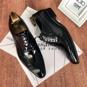 Zapatos de cuero brillante de alta gama para hombre con cordones - zapatos de boda para el novio, zapatos formales, zapatos de boda con punta en pico estilo inglés - Product Image 4