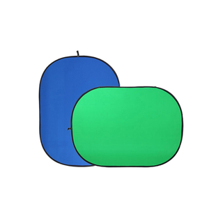 Sfondo Fotografico Pieghevole Bifacciale OEM in Poliestere Cotone Verde Blu, Morbido e Trendy, Forma Ovale 100x150cm - Product Image 1