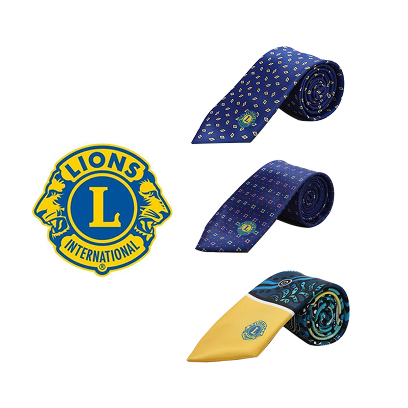 Custom Design Polyester Printing Logo Club Shield Necktie ODM For Club International Fraternity Logo Ties