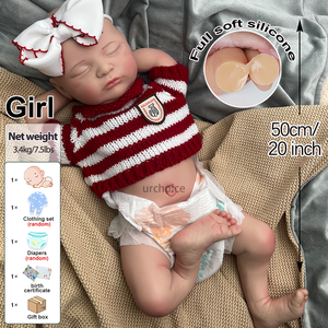 20 Inch Reborn Realistische Slaap Handgemaakte Pop Baby Poppen Speelgoed Zacht Siliconen Mooie Open Mond Babypop Voor Meisjes - Product Image 4