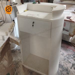 Salão dimensões de vidro de luxo mini metade do ouro branco em forma de l recepção redonda moderna - Product Image 3