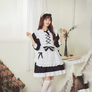 Traje de Sirvienta Estilo Japonés, Vestido Lolita Blanco y Negro, Disfraz de Alicia, Disfraz de Cosplay, Primavera 2025 - Product Image 3