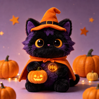 Peluche interactive intelligente AI chat noir de Noël personnalisée, jouet parlant, animal en peluche enregistrant, chantant et dansant, poupée pour cadeau d'enfant