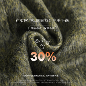 Women's Green Short Blazer Woolen Solid Color Anti Shrink Petite Fit Winter 2025 New Style High End Feel - Product Image 2