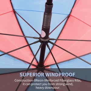 Sturdy Pongee Straight <b>Umbrella</b> Alternating Colors Stamping Technology 130cm Open Diameter Semi-Automatic Opening for Business - Product Image 4