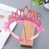 Accessoires pour cheveux pour enfants Ms-841, bandeau de princesse, fête d'anniversaire, joli bandeau en dentelle rose avec strass pour bébés filles