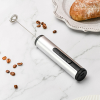 Mousseur à lait professionnel en acier inoxydable, deux fouets, rechargeable par USB, mélangeur de boissons et d'aliments écologique pour café, 18650mAh