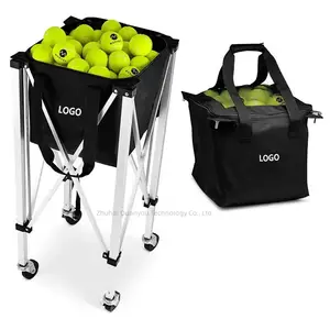 TY-1002G كرة تنس سلة بعجلات حامل كرات تنس يحتوي على 150 كرة جمع وتجميع كرات تنس