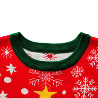 Pull en tricot jacquard décontracté pour femme, col rond, motif de dessin animé imprimé numériquement, idéal pour l'hiver et Noël