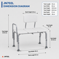 Chaise de douche avec dossier, assise à lattes, structure en alliage d'aluminium, antidérapante, pour personnes âgées, usage en maison de retraite, hôpital, salle de bain