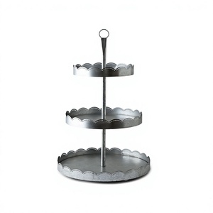 Wholesale Food <b>Cake</b> Tray Dessert Table Birthday Custom Round Metal Galvanized Designer Christmas 3 <b>Tier</b> Cupcake Stand - Product Image 1