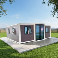 Maison conteneur pliable et extensible de 20 pieds à double aile, 2 chambres, portable, panneaux sandwich en acier, installation facile