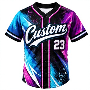 Performance Baseball Jersey Sublimation Button Down Sports Shirt Men Women Lightweight Breathable <b>Team</b> Uniform Wholesale Full - Product Image 1