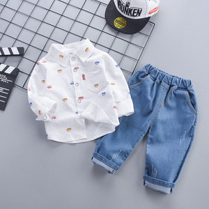 Autunno abbigliamento per bambini bambini bambini bambini ragazzi ragazze top a maniche lunghe <span class=keywords><strong>pantaloni</strong></span> in Denim per bambini 2 pz set di vestiti - Product Image 2