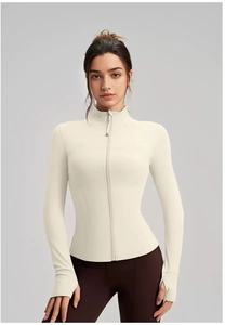 Veste de yoga respirante et ajustée pour femme <span class=keywords><strong>Lulus</strong></span> Sporty, manches longues avec trous pour <span class=keywords><strong>les</strong></span> pouces, col montant, idéale pour l'extérieur - Product Image 3