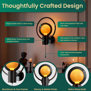 Lampe murale LED double noire en aluminium, style vintage, à intensité variable, <span class=keywords><strong>pour</strong></span> salon, salle <span class=keywords><strong>de</strong></span> bain, chambre à coucher, éclairage d'ambiance - Vente chaude - Product Image 6