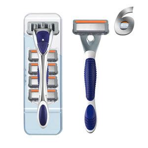Высококачественная бритва для мужчин под собственной торговой маркой с <span class=keywords><strong>6</strong></span> лезвиями и экологичной металлической ручкой - Product Image 1