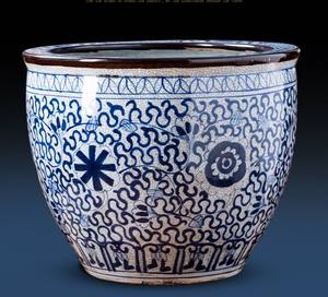 Bac de culture japonais en céramique, <span class=keywords><strong>pot</strong></span> de fleurs pour l'extérieur, bonsaï, bleu et <span class=keywords><strong>blanc</strong></span>, craquelé - Product Image 5