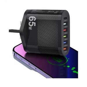 อะแดปเตอร์ชาร์จโทรศัพท์แบบขายดีที่สุด 65W 3.5A 5USB +1 ช่องเสียบ Type C หัวปลั๊ก EU UK US สำหรับ Samsung iPhone ชาร์จเร็ว PD สำหรับการเดินทาง - Product Image 1