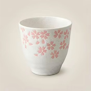 Tazas de Té Japonesas Blancas al por Mayor para Regalos Empresariales con Diseño de Flores de Cerezo - Product Image 1