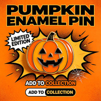 Citrouille souriante d'Halloween en émail électroplaqué, style imitation antique, avec tige verte bouclée et accents étoilés, en métal pour l'automne