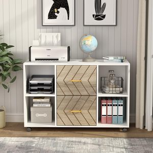 SENYU Modern 2 Drawer <b>Filing</b> Cabinet with Open <b>Shelves</b> for Home Office Storage Mobile Office Furniture - Product Image 4