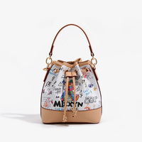 Sac seau de luxe de créateur pour femme, imprimé graffiti et dessin animé, avec cordon de serrage, sac à main, sac à bandoulière et sac porté croisé tendance