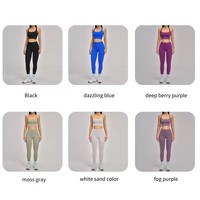 Set pakaian kebugaran 2 potong, setelan pakaian olahraga wanita, pakaian lari, pakaian Yoga berkobar, Set Legging celana panjang