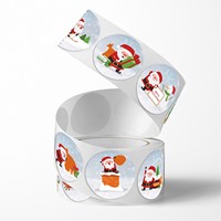 Autocollants ronds Joyeux Noël 500 pièces/rouleau, étiquettes adhésives, personnalisables pour cadeaux et pâtisseries