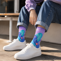 Chaussettes personnalisées sportives OEM sans couture, respirantes, à séchage rapide, absorbant la transpiration, résistantes aux déchirures, imprimées numériquement