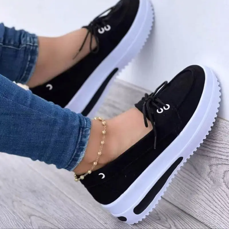 2023 Large Size Ladies Footwear Walking Style Women Flat Casual Shoes Chunky Platform Loafer Shoes