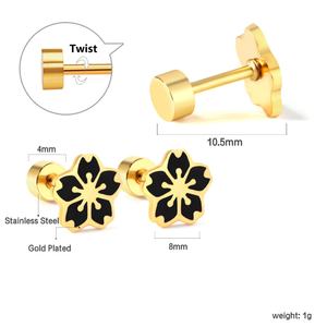 OEM/ODM Custom Screw <b>Earring</b> Backs Stud 18k Gold Plated Round Stainless Steel Stud Designer Kids Enamel Children <b>Earring</b> - Product Image 4