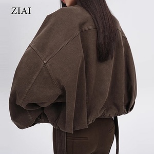 Giacca Bomber Vintage da <span class=keywords><strong>Donna</strong></span> 2026 SS, Stile Workwear <span class=keywords><strong>Oversize</strong></span> Corto con Tasche Cargo, <span class=keywords><strong>Trench</strong></span> Coat alla Moda - Product Image 3