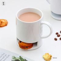 Tasse à biscuits en porcelaine blanche moderne, créative et écologique, tasse à dessert en céramique personnalisée avec poche à biscuits pour cadeaux d'affaires
