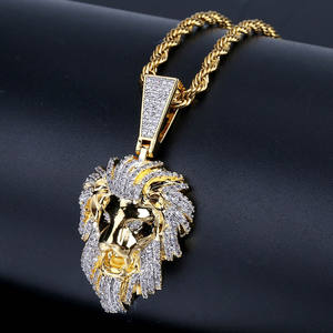 Nuevo Collar de Moda para Hombre con Colgante de Cabeza de León con Diamantes, Chapado en Oro, Estilo Hip-Hop, Joyería Masculina - Product Image 5