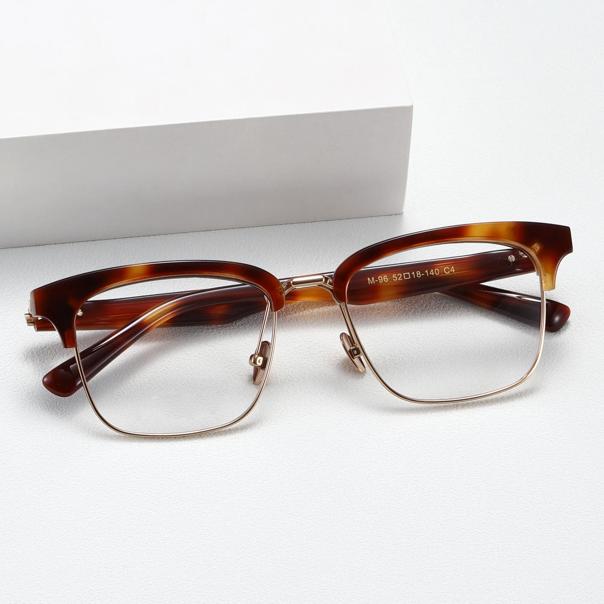 Figroad Shenzhen Manufactures vintage eyeglasses metal optical frame fashion luxury half frame eyewear frame for men