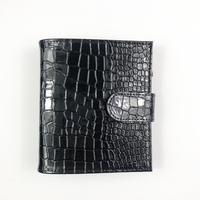 Portefeuille de luxe en or rose à 6 bagues en cuir végétalien croco noir a6a7 avec enveloppes pour espèces