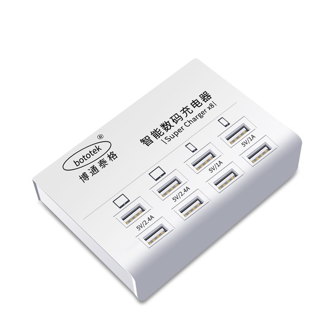 High Quality 8-Port USB Charger 8-Hole Plug 55W Output Power Overload Protection 2.4A Quick Charger for All Devices Adapter