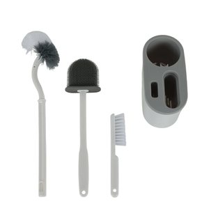 Hoge Kwaliteit Muur Gemonteerd 3 In 1 Toiletpot Borstel Siliconen Toiletborstelset Voor Badkamerreiniging - Product Image 2