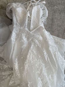 فساتين زفاف فاخرة مطرزة بالدانتيل 2 في 1، فستان زفاف دانتيل 2025 - Product Image 5