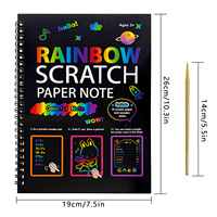 Ensemble d'art pour enfants : 10 pages de papier à gratter DIY, carnet de dessin à gratter, papier à gratter arc-en-ciel
