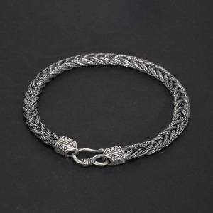 <span class=keywords><strong>Bracciale</strong></span> in argento Sterling 925 5mm coda di <span class=keywords><strong>volpe</strong></span> modello intrecciato a mano da donna e da uomo Vintage Chain Party Hiphop Jewelry Gift