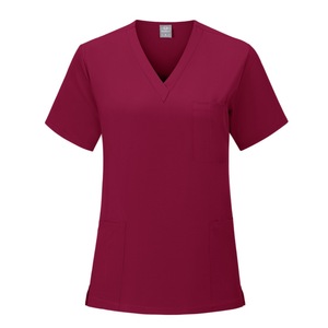 HZMNOI Scrub Tops Unisex Short Sleeve V-Neck Moisture Wicking Medical Workwear For Doctors Nurses Veterinary Hospital Uniforms - Product Image 4