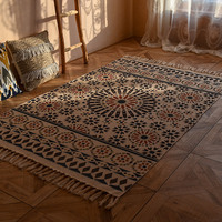Bohemian Style Linen Floor Mat Long Tatami Rectangle Carpet Geometric Home Use Living Room Carpet Area Rugs Sets 20cm Pile