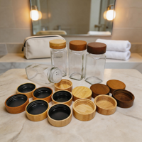 Bocaux écologiques réutilisables en bambou pour sels de bain et assaisonnements avec couvercle – Idéal pour salle de bain, cuisine et épices