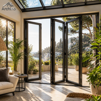 Puerta Plegable de Aluminio con Doble Acristalamiento, Moderna y Personalizada, para Solárium o Invernadero, Aislamiento Térmico para Dormitorios de Apartamentos