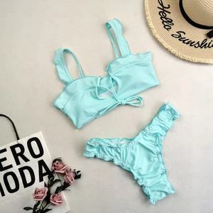 Traje de Baño de Lujo para Niña, Nuevo Diseño, Bikini de Dos Piezas con Estampado Floral, Triangular, con Sujetador Push-Up y Braguita de Baño - Product Image 4